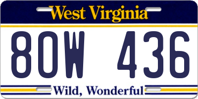 WV license plate 8OW436