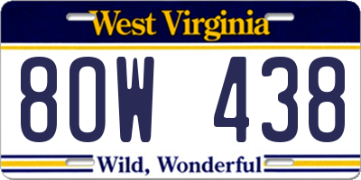 WV license plate 8OW438