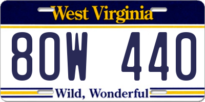 WV license plate 8OW440