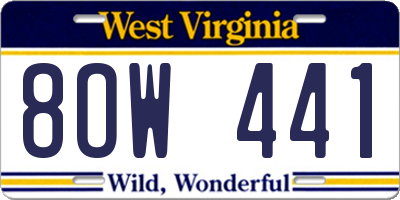 WV license plate 8OW441
