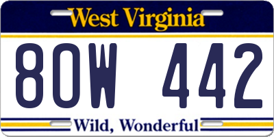 WV license plate 8OW442