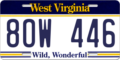 WV license plate 8OW446