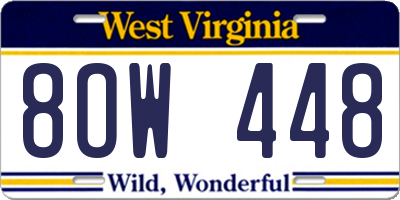 WV license plate 8OW448