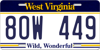 WV license plate 8OW449
