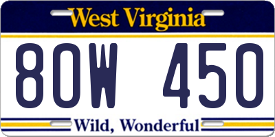 WV license plate 8OW450