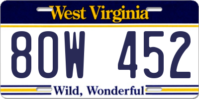 WV license plate 8OW452