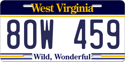 WV license plate 8OW459