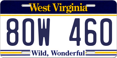 WV license plate 8OW460