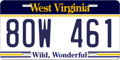 WV license plate 8OW461