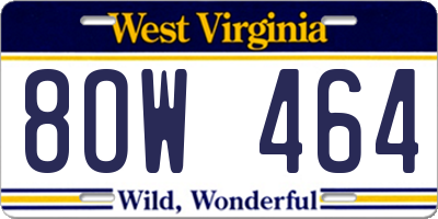 WV license plate 8OW464
