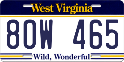 WV license plate 8OW465