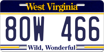 WV license plate 8OW466