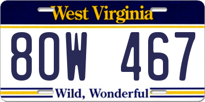 WV license plate 8OW467