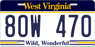 WV license plate 8OW470