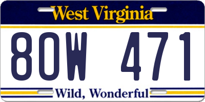 WV license plate 8OW471