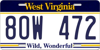 WV license plate 8OW472