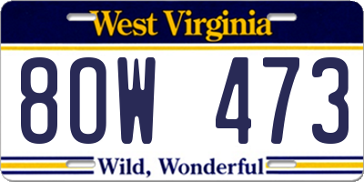 WV license plate 8OW473