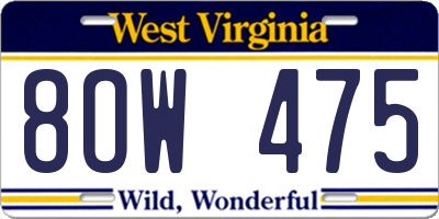 WV license plate 8OW475