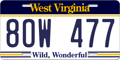 WV license plate 8OW477
