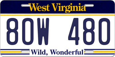 WV license plate 8OW480