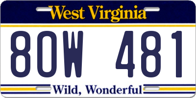 WV license plate 8OW481