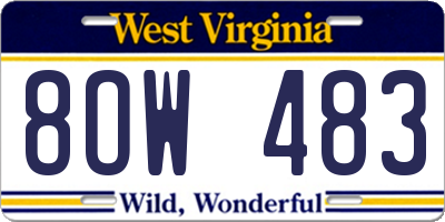 WV license plate 8OW483