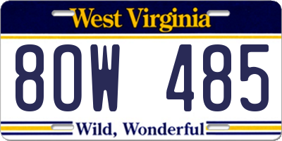 WV license plate 8OW485