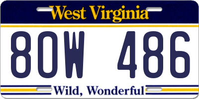 WV license plate 8OW486