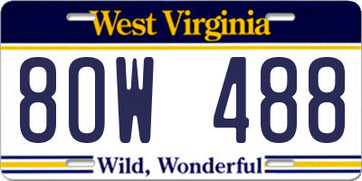 WV license plate 8OW488