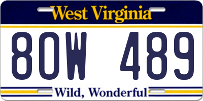 WV license plate 8OW489