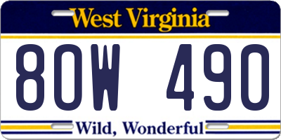 WV license plate 8OW490