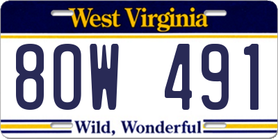 WV license plate 8OW491