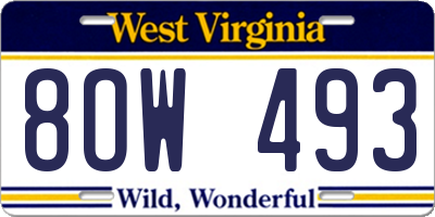 WV license plate 8OW493