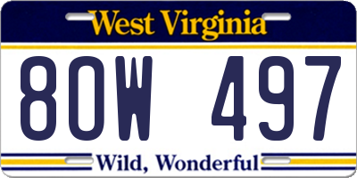 WV license plate 8OW497
