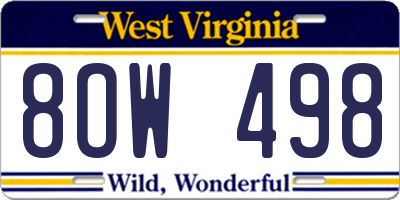WV license plate 8OW498