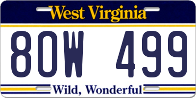 WV license plate 8OW499