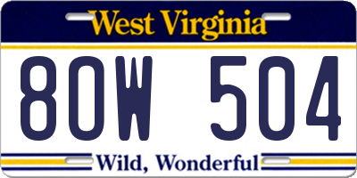 WV license plate 8OW504