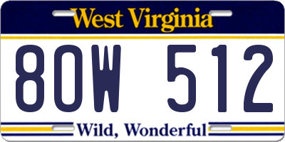 WV license plate 8OW512