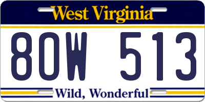 WV license plate 8OW513