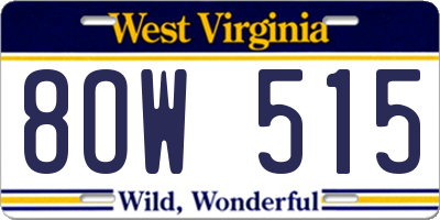 WV license plate 8OW515