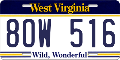 WV license plate 8OW516