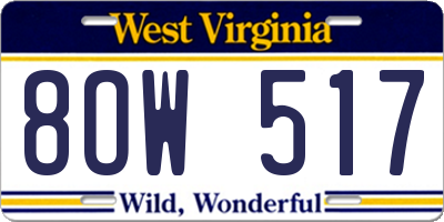 WV license plate 8OW517