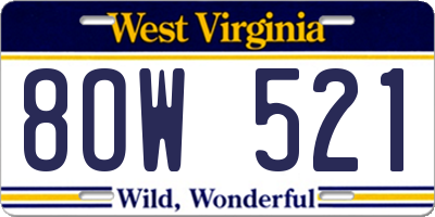 WV license plate 8OW521
