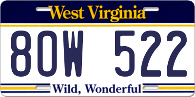 WV license plate 8OW522