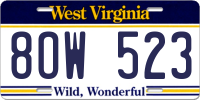 WV license plate 8OW523