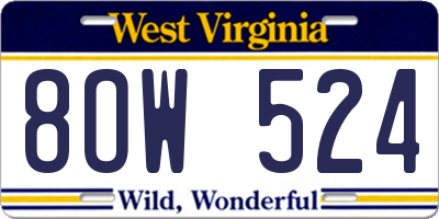 WV license plate 8OW524