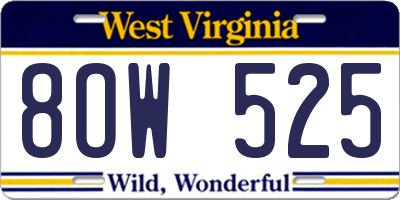 WV license plate 8OW525