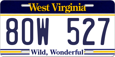 WV license plate 8OW527