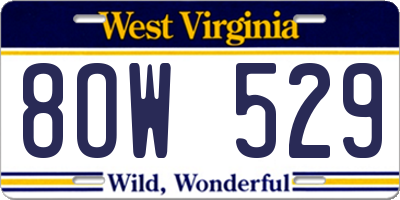WV license plate 8OW529