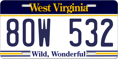 WV license plate 8OW532